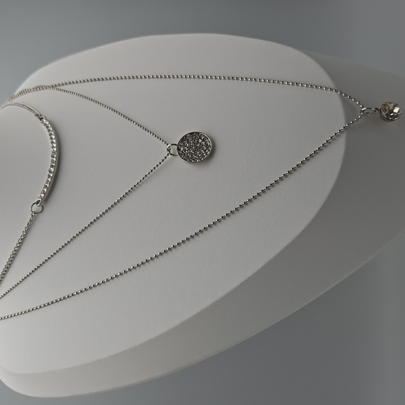 ✨2/$10✨ Multi Chain Layered Diamond Necklace Micro Pave Round Semicircle - Picture 3 of 11